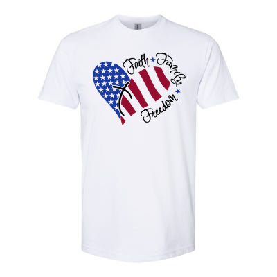 Faith Family Freedom USA Heart Softstyle CVC T-Shirt