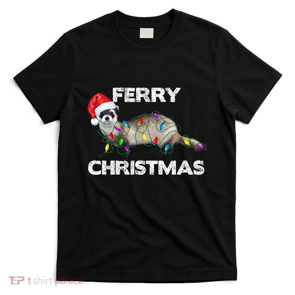 Funny Ferret Ferry Christmas Santa Ferret T-Shirt