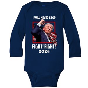 Fight Fighting Fighters Supporters Americans Donald Trump 2024 Baby Long Sleeve Bodysuit