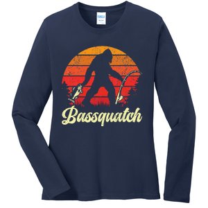 Funny Fishing For Bass Fish Fisherman Ladies Long Sleeve Shirt