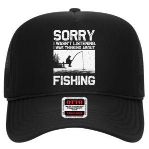 Funny Fishing For Trout Bass Fisherman Vacation High Crown Mesh Back Trucker Hat