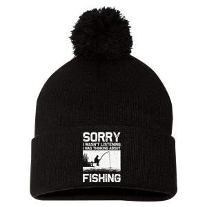 Funny Fishing For Trout Bass Fisherman Vacation Pom Pom 12in Knit Beanie