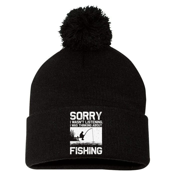 Funny Fishing For Trout Bass Fisherman Vacation Pom Pom 12in Knit Beanie