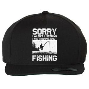 Funny Fishing For Trout Bass Fisherman Vacation Wool Snapback Cap