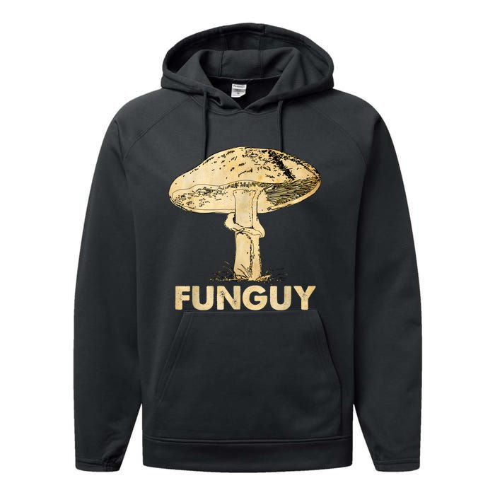 Funguy Funny Fungi Fungus Mushroom Funny Guy Vintage Performance Fleece Hoodie