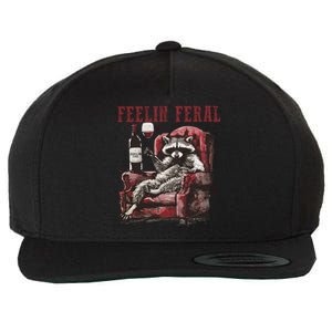 Feelin Feral Funny Sarcastic Snarky Funny Raccoon Wool Snapback Cap