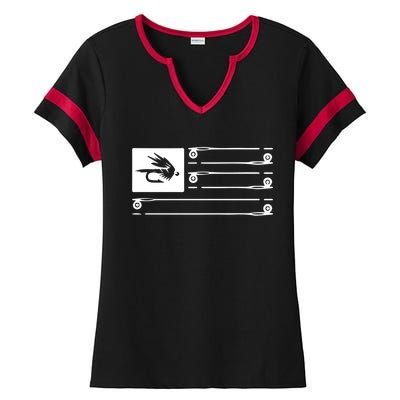 Fly Fishing Flag Ladies Halftime Notch Neck Tee