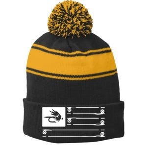 Fly Fishing Flag Stripe Pom Pom Beanie