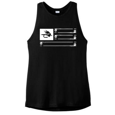 Fly Fishing Flag Ladies PosiCharge Tri-Blend Wicking Tank