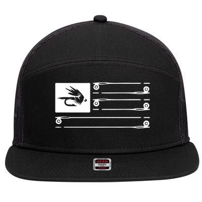 Fly Fishing Flag 7 Panel Mesh Trucker Snapback Hat