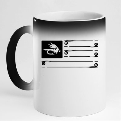 Fly Fishing Flag 11oz Black Color Changing Mug