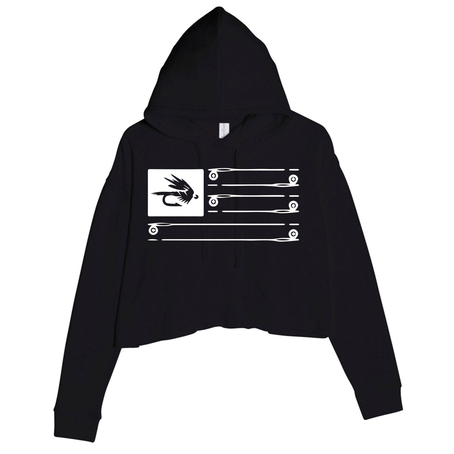 Fly Fishing Flag Crop Fleece Hoodie