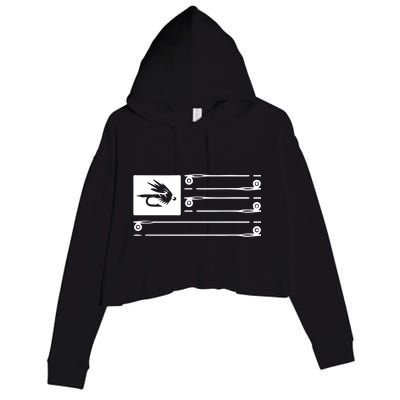 Fly Fishing Flag Crop Fleece Hoodie