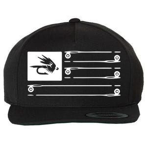 Fly Fishing Flag Wool Snapback Cap