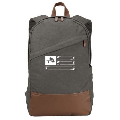 Fly Fishing Flag Cotton Canvas Backpack