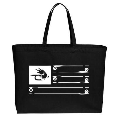 Fly Fishing Flag Cotton Canvas Jumbo Tote