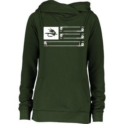 Fly Fishing Flag Womens Funnel Neck Pullover Hood