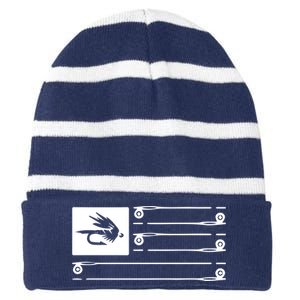 Fly Fishing Flag Striped Beanie with Solid Band