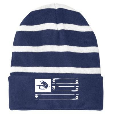 Fly Fishing Flag Striped Beanie with Solid Band