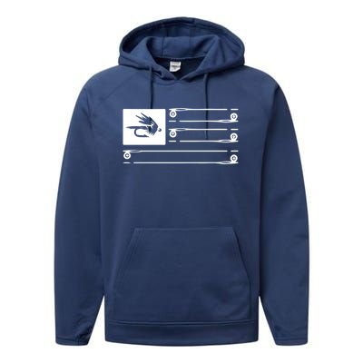 Fly Fishing Flag Performance Fleece Hoodie