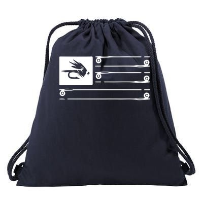 Fly Fishing Flag Drawstring Bag