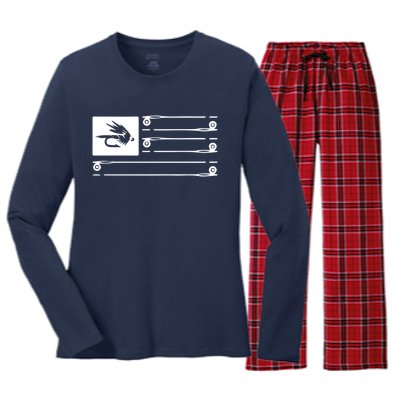 Fly Fishing Flag Women's Long Sleeve Flannel Pajama Set 