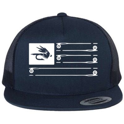 Fly Fishing Flag Flat Bill Trucker Hat