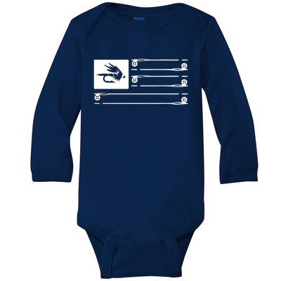 Fly Fishing Flag Baby Long Sleeve Bodysuit