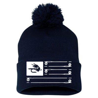 Fly Fishing Flag Pom Pom 12in Knit Beanie