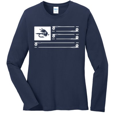 Fly Fishing Flag Ladies Long Sleeve Shirt