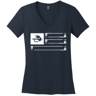 Fly Fishing Flag Women's V-Neck T-Shirt