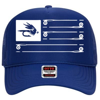 Fly Fishing Flag High Crown Mesh Back Trucker Hat