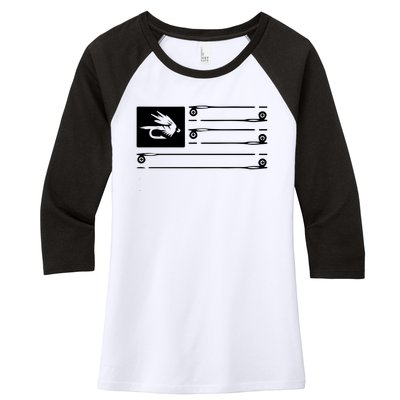 Fly Fishing Flag Women's Tri-Blend 3/4-Sleeve Raglan Shirt