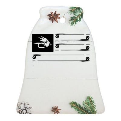 Fly Fishing Flag Ceramic Bell Ornament