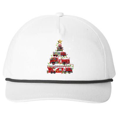 Funny Firefighter Fire Truck Christmas Tree Xmas Funny Gift Snapback Five-Panel Rope Hat