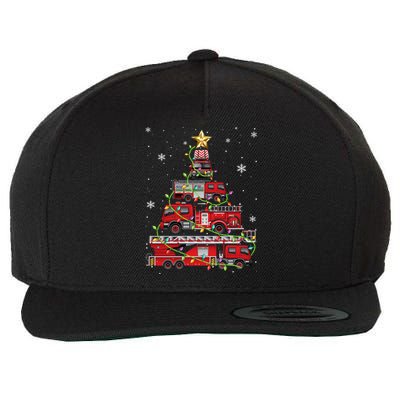 Funny Firefighter Fire Truck Christmas Tree Xmas Funny Gift Wool Snapback Cap