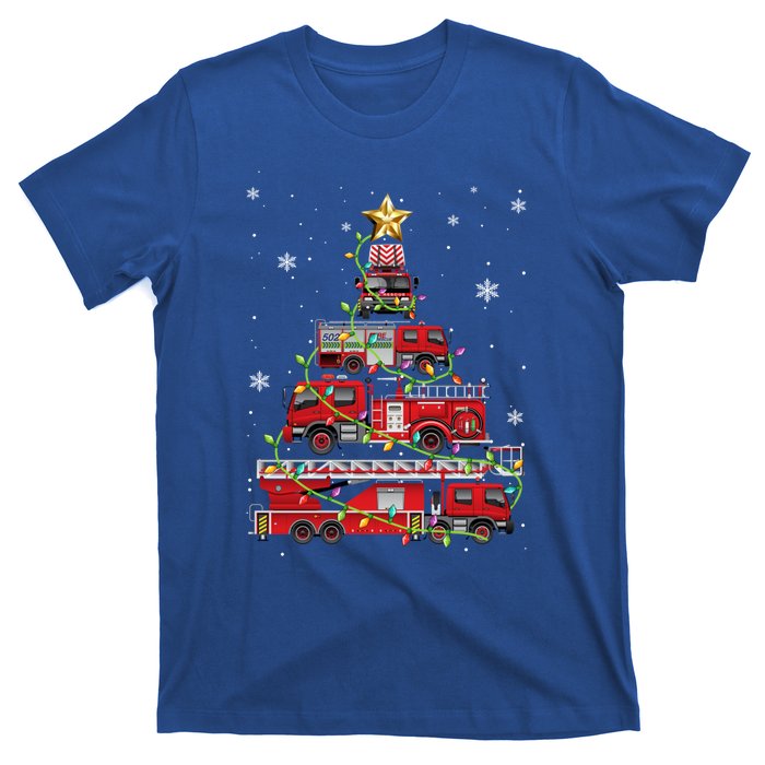 Funny Firefighter Fire Truck Christmas Tree Xmas Funny Gift T-Shirt