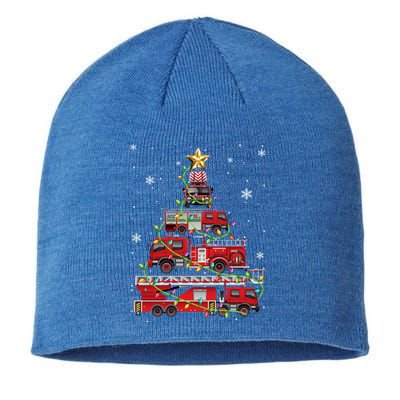 Funny Firefighter Fire Truck Christmas Tree Xmas Funny Gift Sustainable Beanie