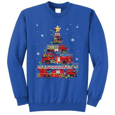 Funny Firefighter Fire Truck Christmas Tree Xmas Funny Gift Tall Sweatshirt