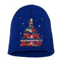 Funny Firefighter Fire Truck Christmas Tree Xmas Funny Gift Short Acrylic Beanie