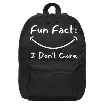 Funny Fun Fact I Don't Care Sarcastic 16 in Basic Backpack
