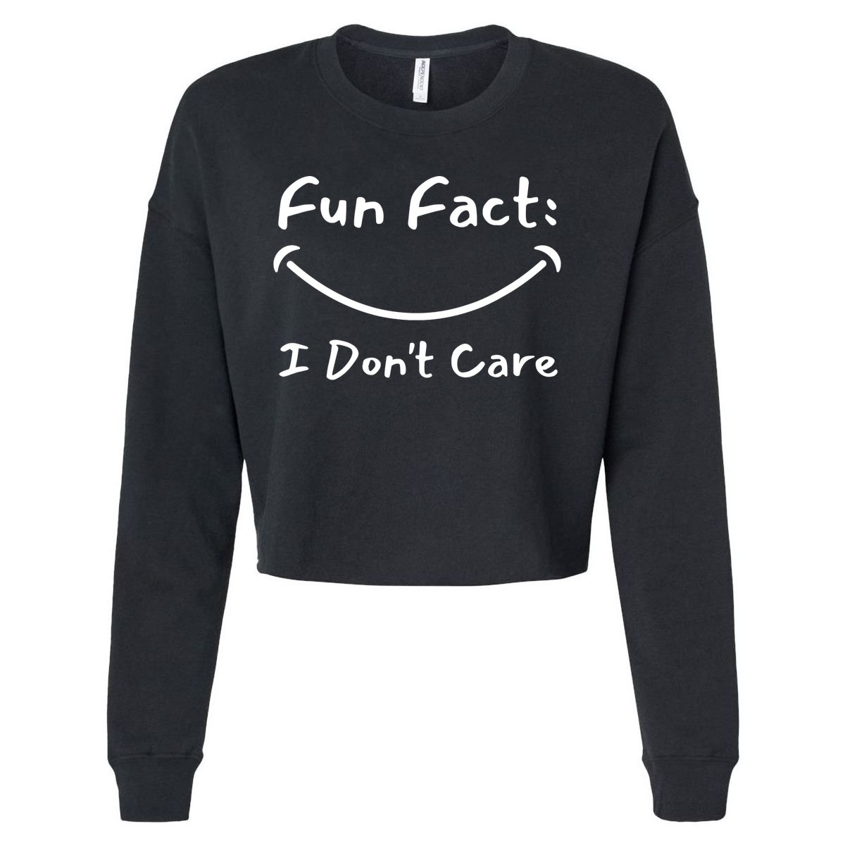 Funny Fun Fact I Don't Care Sarcastic Cropped Pullover Crew