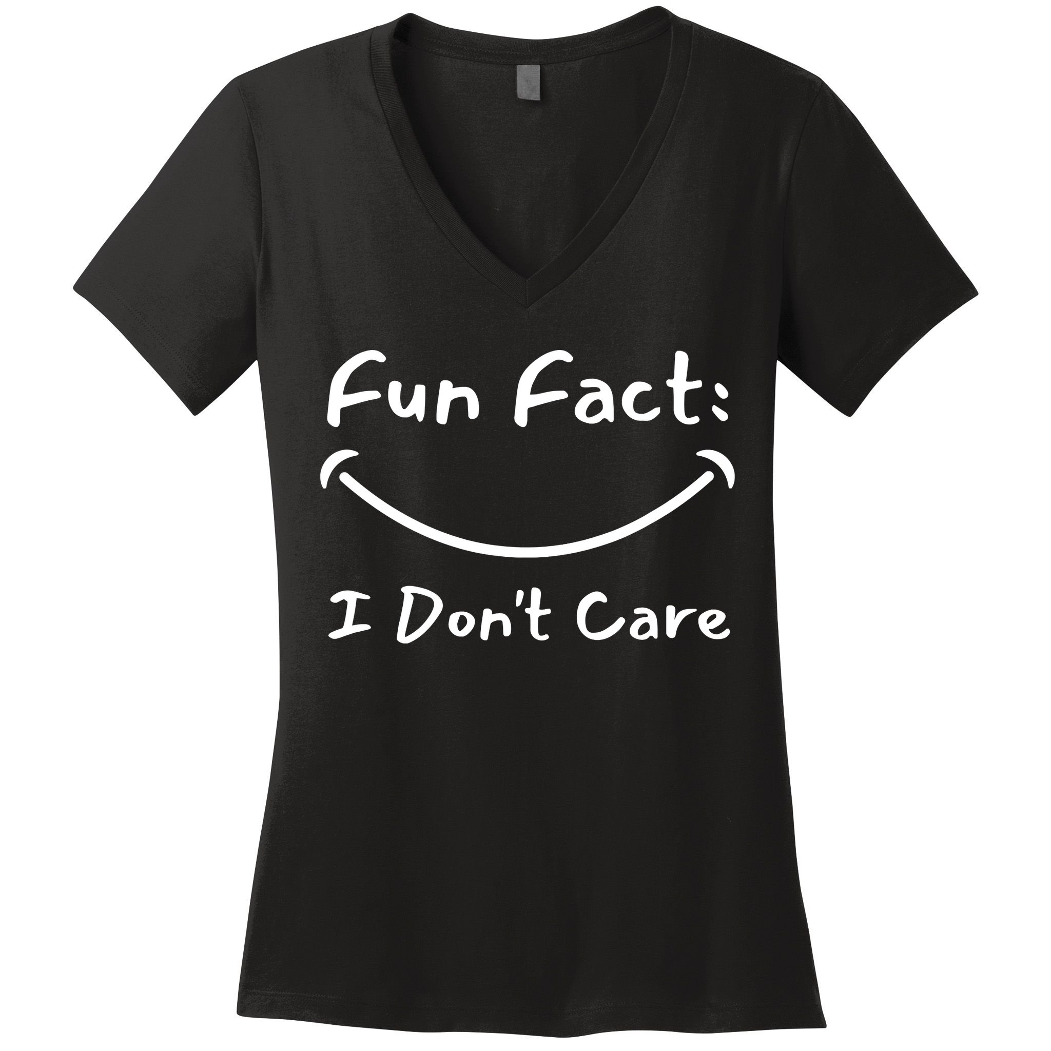 Funny Fun Fact I Don't Care Sarcastic Women's V-Neck T-Shirt