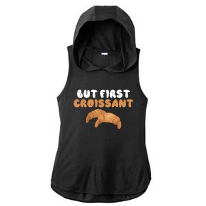 France Food French But First Croissant Gift Ladies PosiCharge Tri-Blend Wicking Draft Hoodie Tank