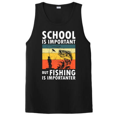 Funny Fishing Fisherman Lover School Is Important But Fishing Is Importanter PosiCharge Competitor Tank