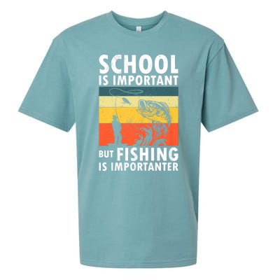 Funny Fishing Fisherman Lover School Is Important But Fishing Is Importanter Sueded Cloud Jersey T-Shirt