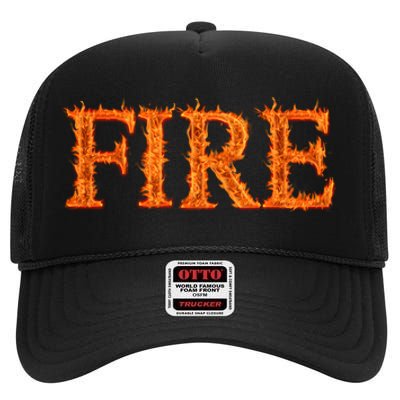 Flaming Fire High Crown Mesh Back Trucker Hat