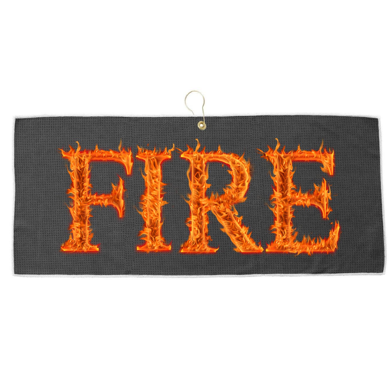Flaming Fire Large Microfiber Waffle Golf Towel
