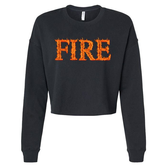 Flaming Fire Cropped Pullover Crew