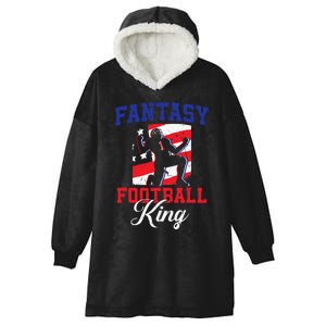 Football Funny Fantasy Football Draft Fantasy Football King Hooded Wearable Blanket